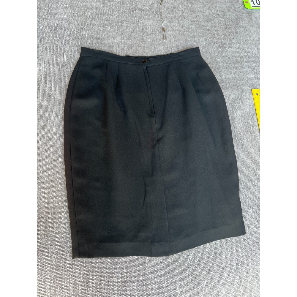 Vtg Womens Straight & Pencil Skirt 16 Black Lined Pleated Formal Business Career